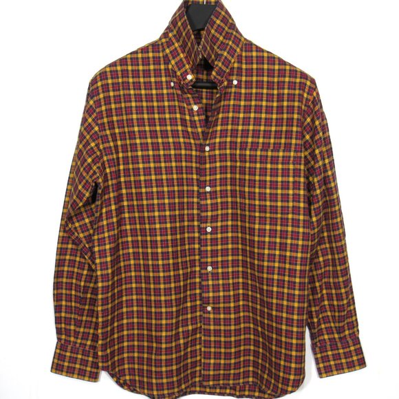 FABIO INGHIRAMI Men's Plaid Shirt Soft Fleece Italy Red Multicolor Size 16/41 - Picture 3 of 12